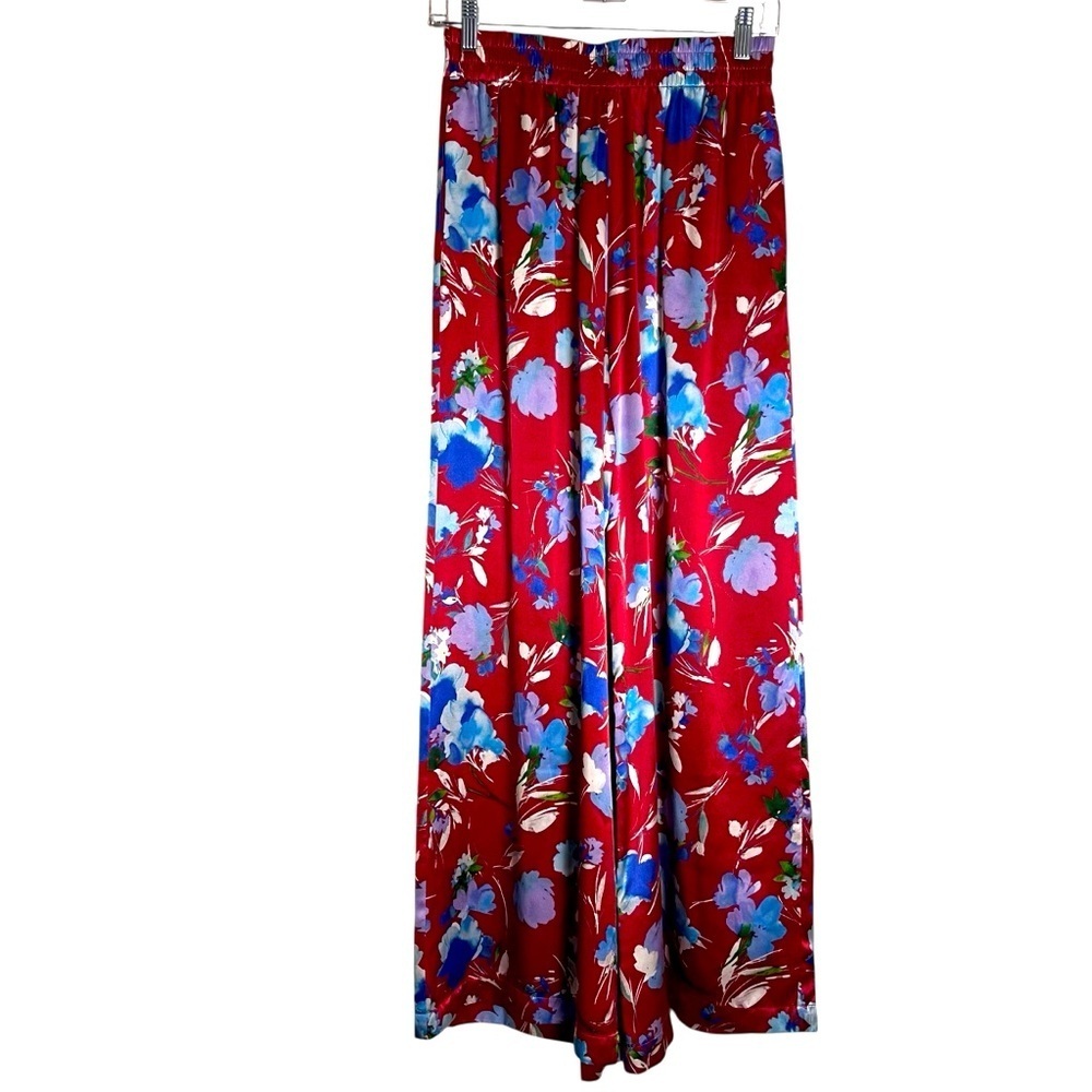 Christy Lynn ‘Jade’ Crimson Fleur Silk Wide Leg Elastic Waist Pant Size Small - Picture 4 of 10